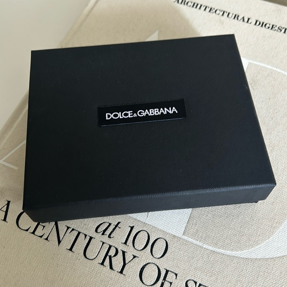 Dolce and Gabbana Gold Calfskin Card Wallet NWT